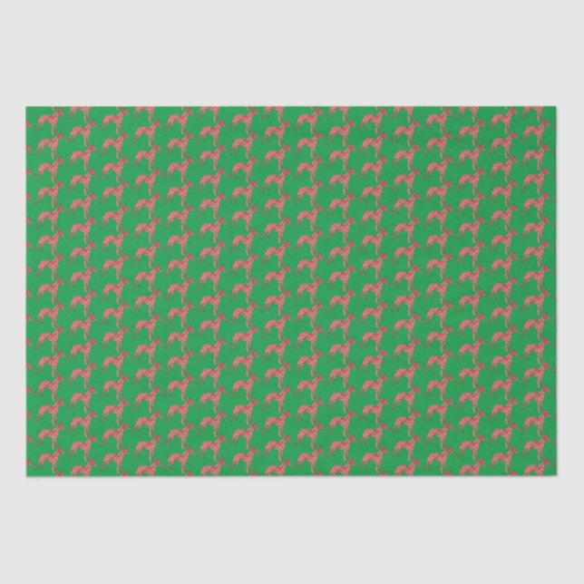 Whippet Italian Grey Christmas Dog Silhouette Gren Tissue Paper (Front)
