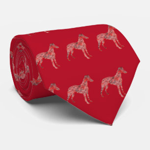 Whippet Italian Grey Christmas Dog Silhouette Red Tie