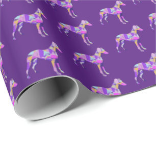 Whippet Italian Grey Dog Silhouette Colourful Prpl Wrapping Paper