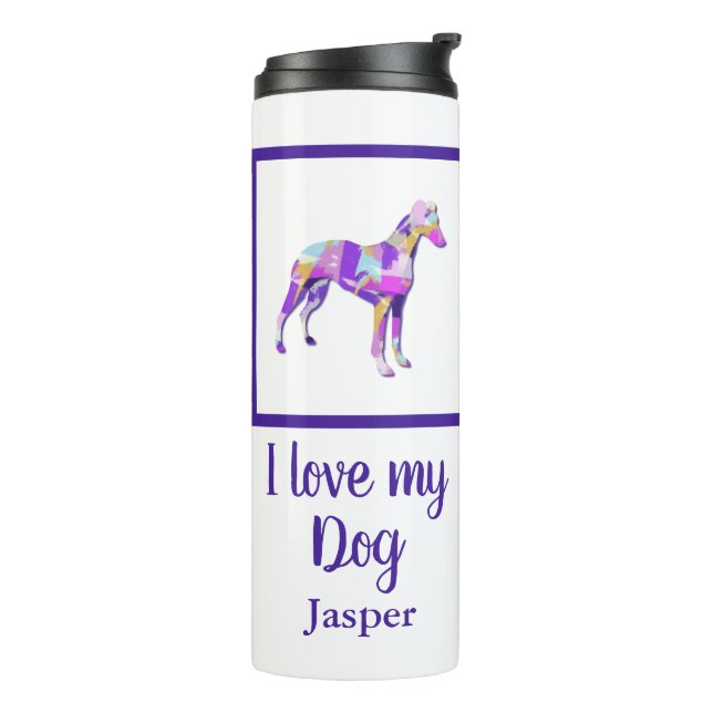 Whippet Italian Grey Dog Silhouette Purple PY&B  Thermal Tumbler (Rotated Left)