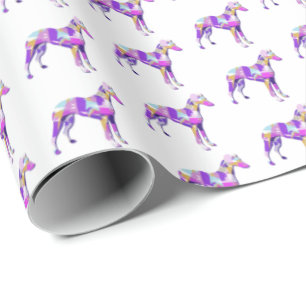 Whippet Italian Grey Dog Silhouette Purple White Wrapping Paper