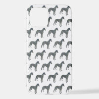Whippet Italian Greyhound Dog Silhouett Grid White