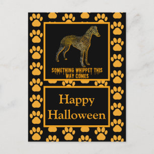 Whippet Italian Greyhound Dog Silhouette Halloween Postcard