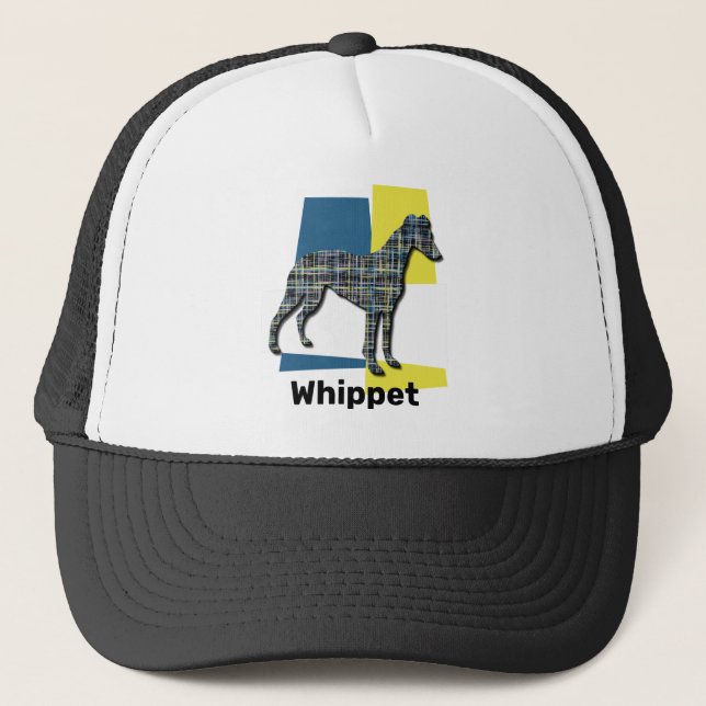 Whippet / Italian Greyhound Dog Silhouette TriGrid Trucker Hat (Front)