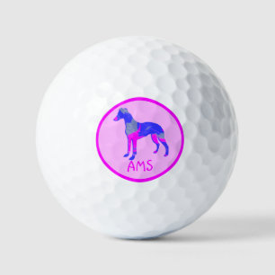 Whippet Italian Greyhound Pink Dog Silhouette Mono Golf Balls