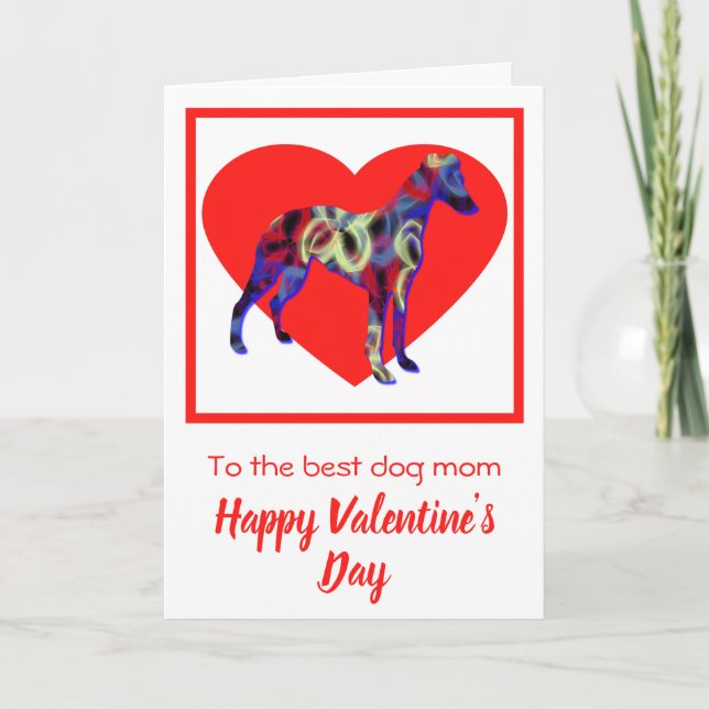 Whippet / Italian Greyhound Red Valentine’s Day Thank You Card (Front)