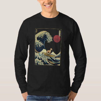 Whippet Japanese Kanagawa Wave Surf Dog T-Shirt