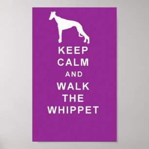 WHIPPET Keep Calm Walk the Whippet great poster! Poster