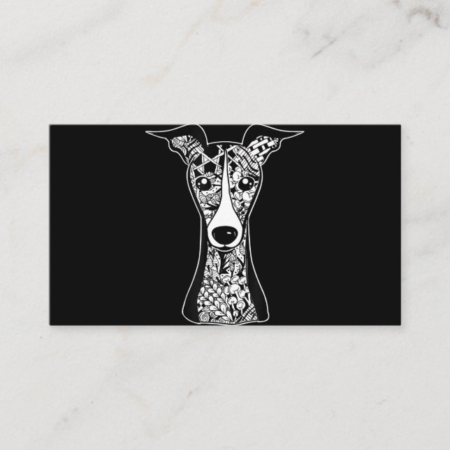 Whippet Lover | Italian Greyhound Face Graphic Art Business Card (Front)