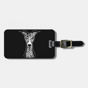 Whippet Lover   Italian Greyhound Face Graphic Art Luggage Tag