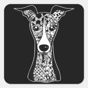 Whippet Lover Italian Greyhound Face Graphic Art Square Sticker
