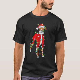Whippet Lover Xmas Lighting Santa Hat Whippet Chri T-Shirt
