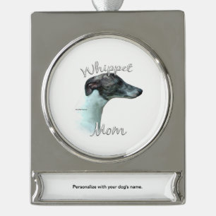 Whippet Mum 2 Silver Plated Banner Ornament