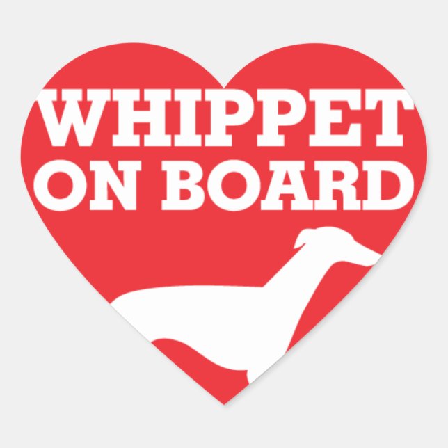 Whippet on Board Heart Sticker (Front)