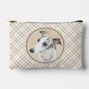 Whippet Painting Brindle White Original Dog Art Accessory Pouch