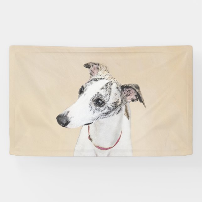 Whippet Painting - Cute Original Dog Art Banner (Horizontal)