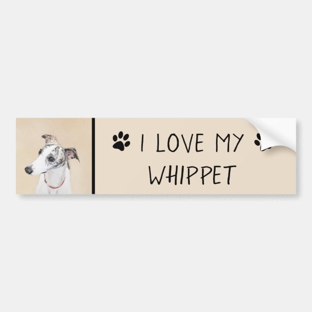 Whippet Painting - Cute Original Dog Art Bumper Sticker (Front)