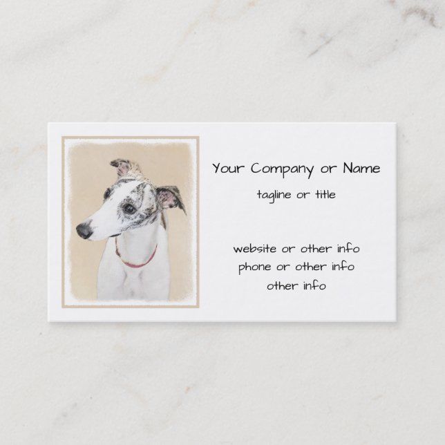 Whippet Painting - Cute Original Dog Art Business Card (Front)