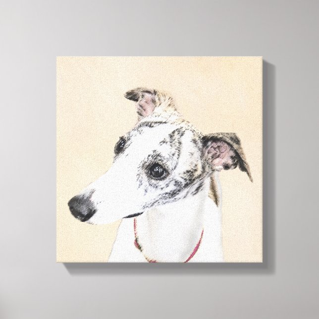 Whippet Painting - Cute Original Dog Art Canvas Print (Front)