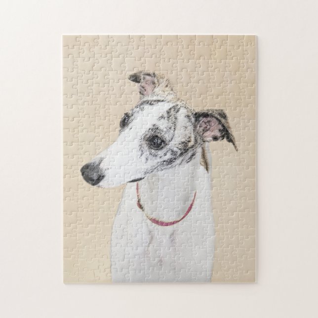 Whippet Painting - Cute Original Dog Art Jigsaw Puzzle (Vertical)
