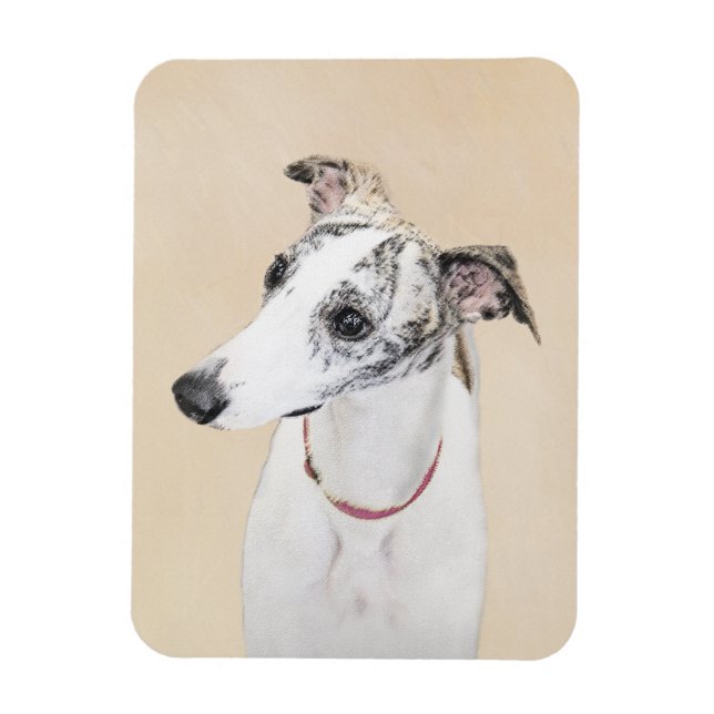 Whippet Painting - Cute Original Dog Art Magnet (Vertical)