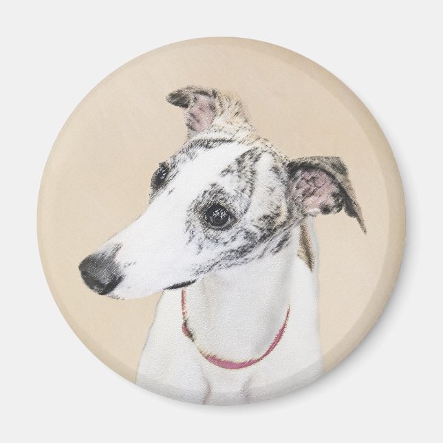 Whippet Painting - Cute Original Dog Art Magnet (Front)