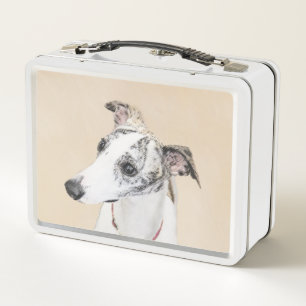 Whippet Painting - Cute Original Dog Art Metal Lunch Box