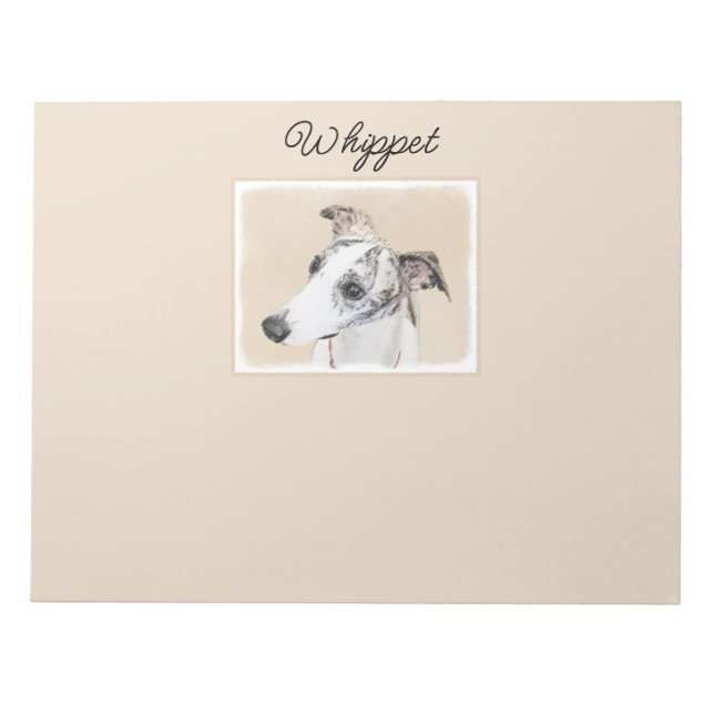 Whippet Painting - Cute Original Dog Art Notepad (Front)