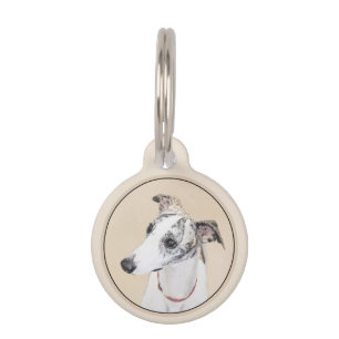 Whippet Painting - Cute Original Dog Art Pet Tag