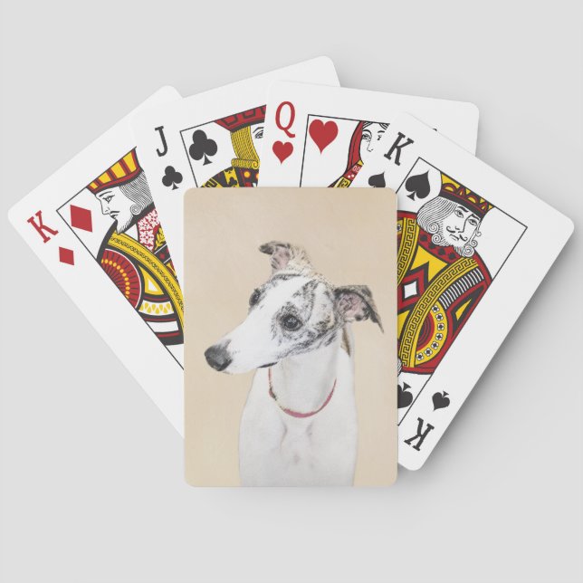 Whippet Painting - Cute Original Dog Art Playing Cards (Back)