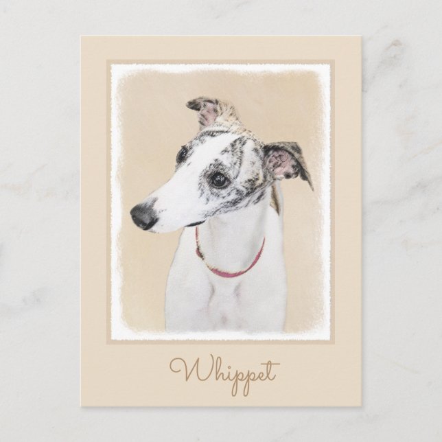 Whippet Painting - Cute Original Dog Art Postcard (Front)