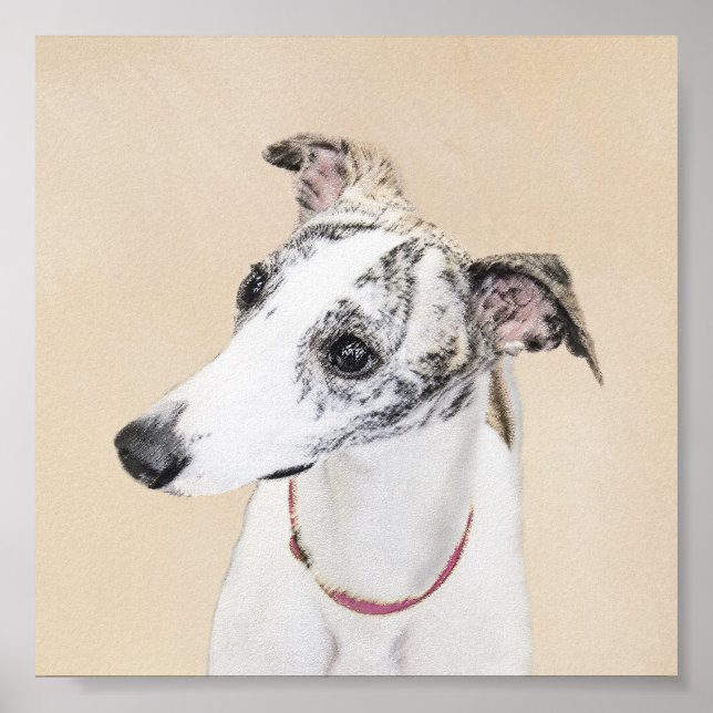 Whippet Painting - Cute Original Dog Art Poster (Front)