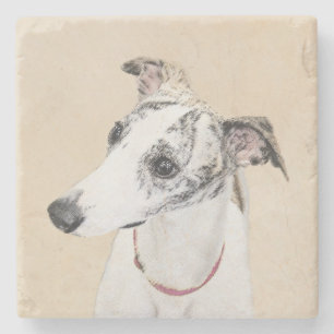 Whippet Painting - Cute Original Dog Art Stone Coaster