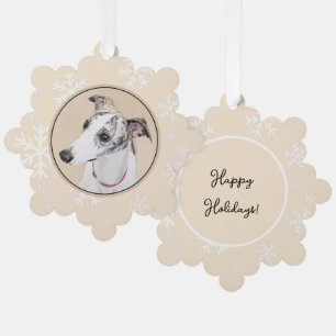 Whippet Painting - Cute Original Dog Art Tree Decoration Card