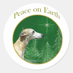 Whippet Peace Classic Round Sticker