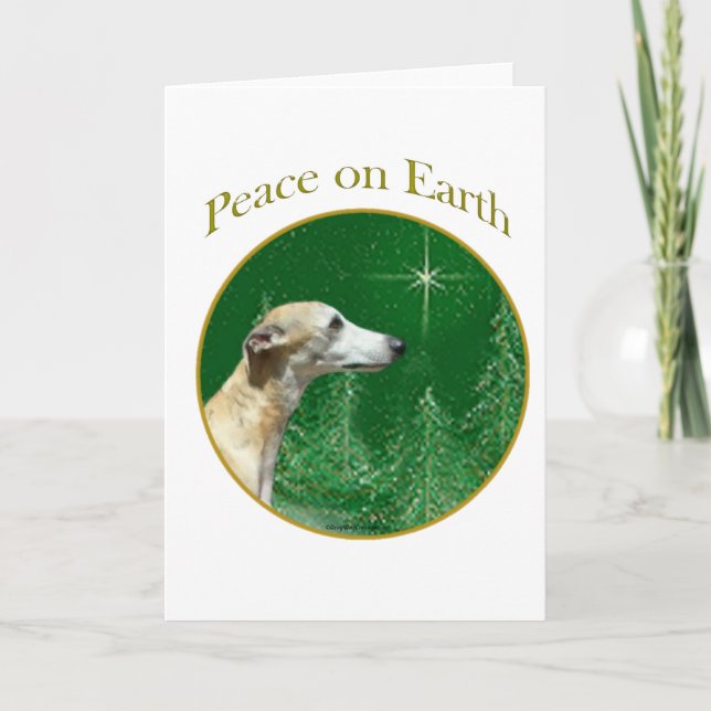 Whippet Peace Holiday Card (Front)
