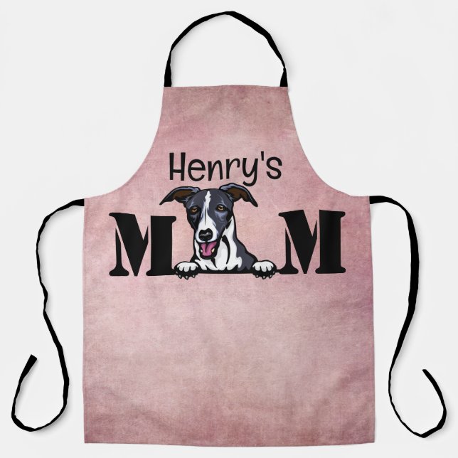 Whippet Peeking Personalised Mum Apron (Front)
