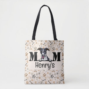 Whippet Peeking Personalised Mum Tote Bag