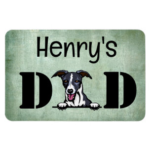 Whippet Peeking Personalized Dad Magnet