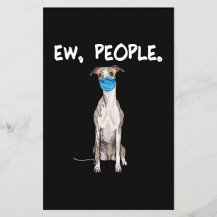 whippet people dog wearing face mask pullover . stationery