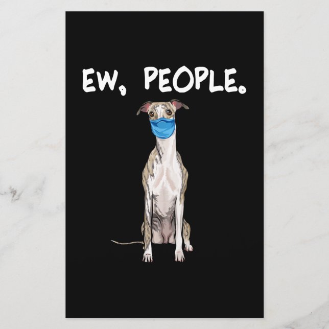 whippet people dog wearing face mask pullover . stationery (Front)