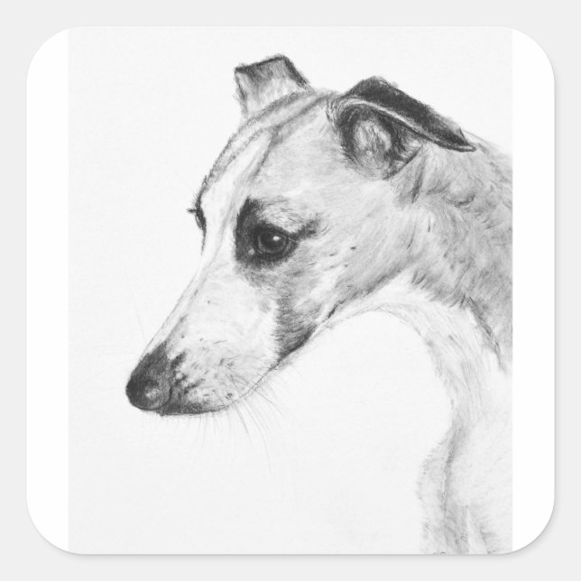 Whippet Profile Square Sticker (Front)