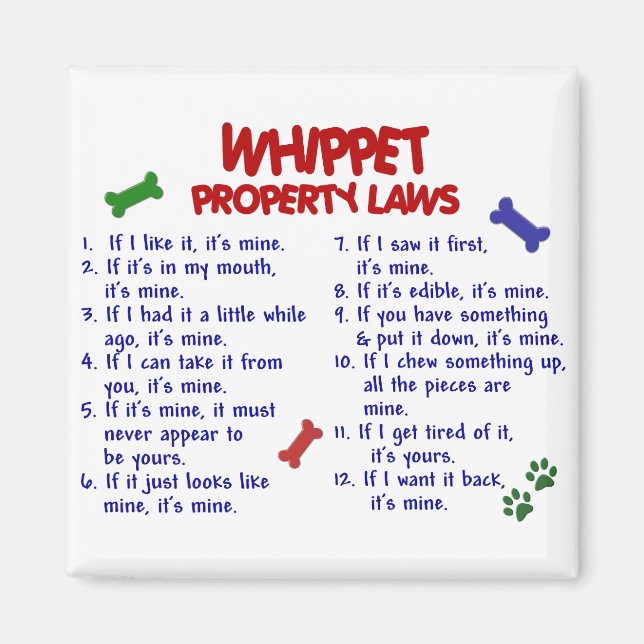 WHIPPET Property Laws 2 Magnet (Front)