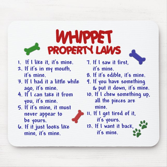 WHIPPET Property Laws 2 Mouse Mat (Front)
