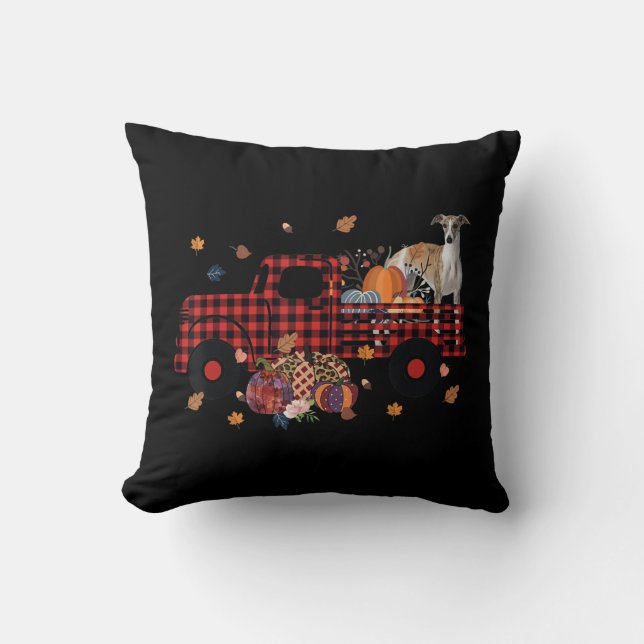 Whippet Pumpkin Truck Thanksgiving Halloween Gift Cushion (Front)