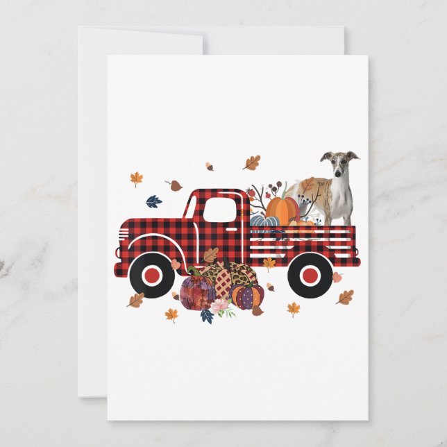 Whippet Pumpkin Truck Thanksgiving Halloween Gift Holiday Card (Front)