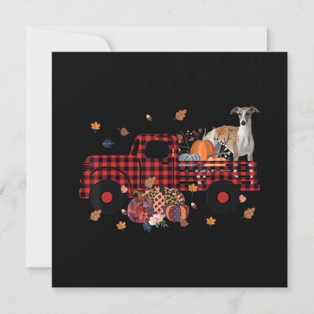 Whippet Pumpkin Truck Thanksgiving Halloween Gift Invitation (Front)