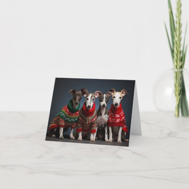 Whippet Puppies Christmas Card (Front)