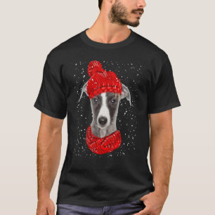 Whippet Red Winter Hat Christmas Scarf Dog T-Shirt