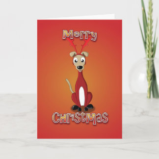 whippet - reindeer costume - merry christmas holiday card